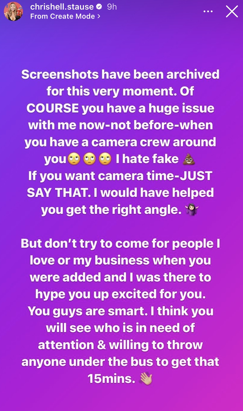 Chrishell Stause, Instagram Stories