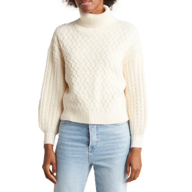 Cozy Ribbed Turtleneck Sweater in White - Retro, Indie and Unique Fashion