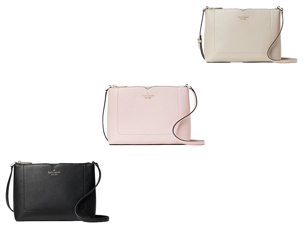 Kate Spade leather, beige and black crossbody satchel purse
