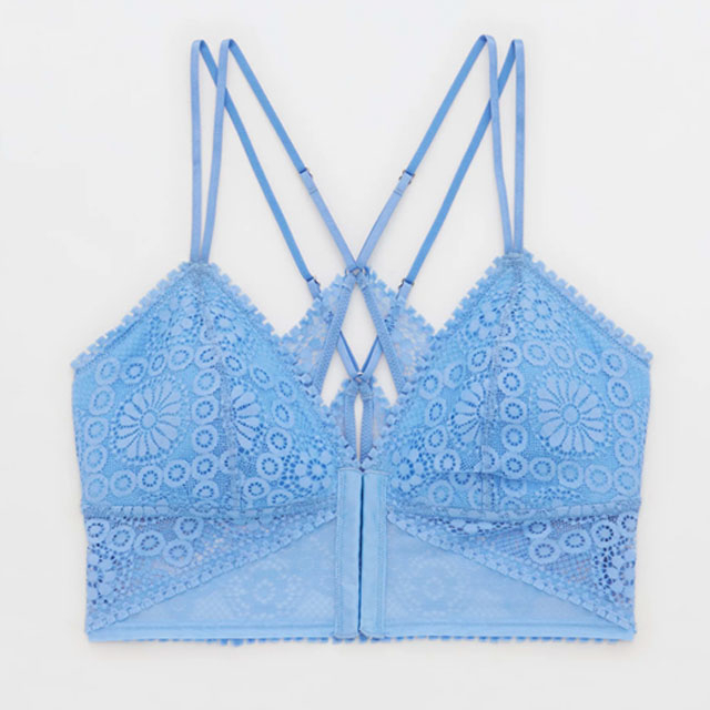 Aerie NWT Textured Crochet Halter Cropped Bra Top XL Blue - $15 New With  Tags - From Karen