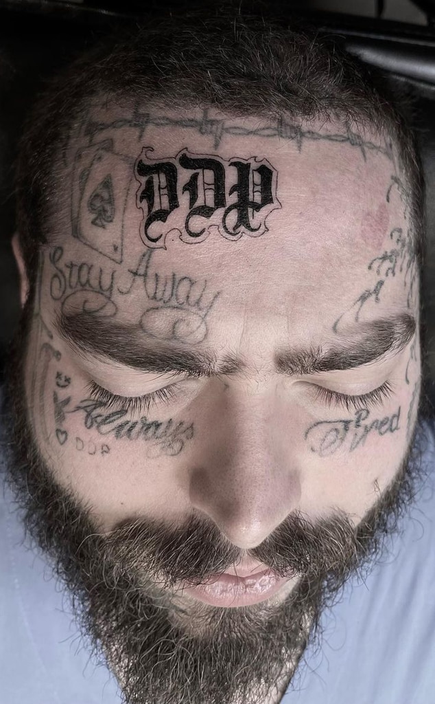 Post Malone flaunts huge new flaming skeleton tattoo on his skull