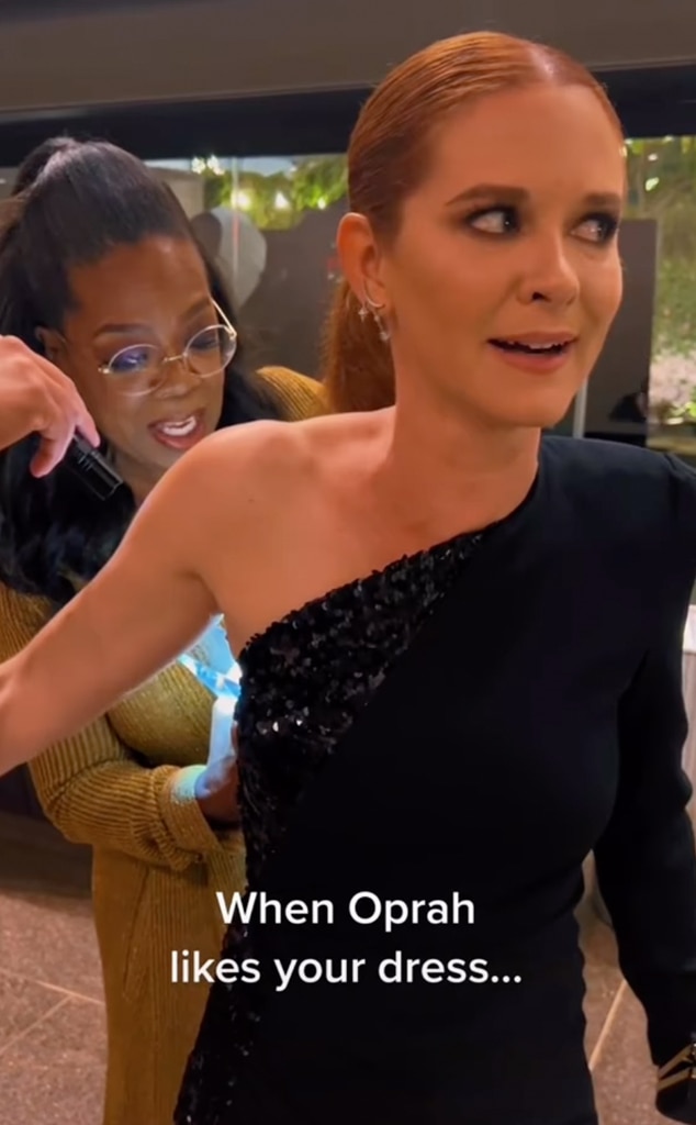 See Oprah Stop Grey s Anatomy s Sarah Drew to Ask About Her LBD