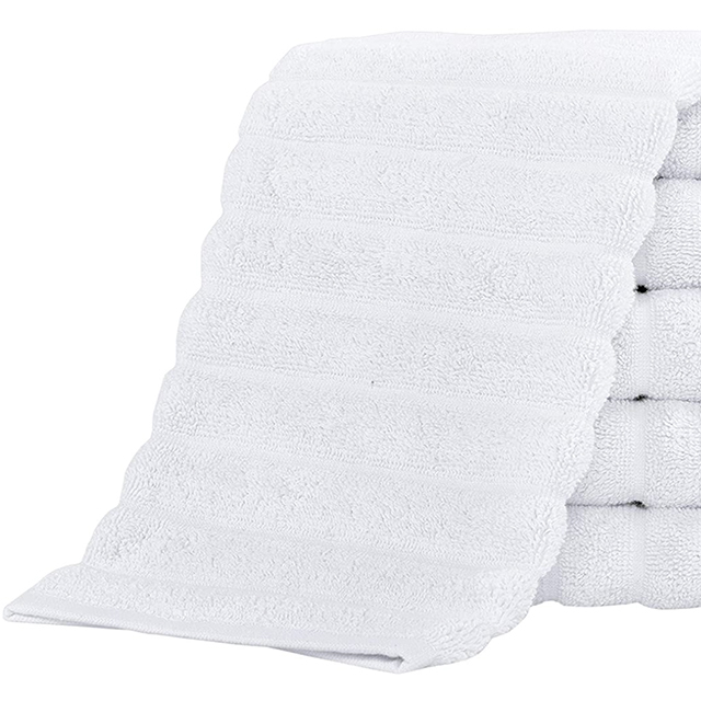 White Ribbed Facial Towels (6 Pack)