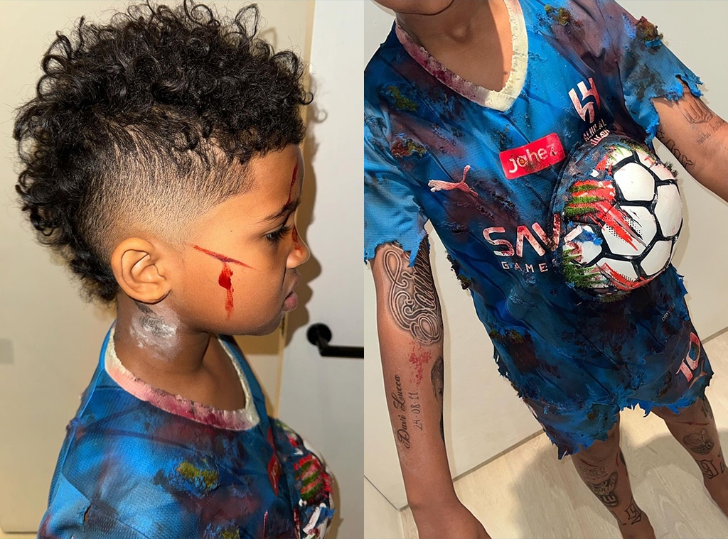 Kim Kardashian's Son Saint Debuts Buzzed Hair & Tattoos for Halloween