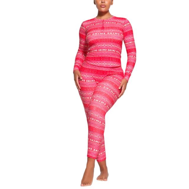 Red Fair Isle Skims Logo Pointelle Set  Outfits with leggings, Leggings  are not pants, Long sleeve tops