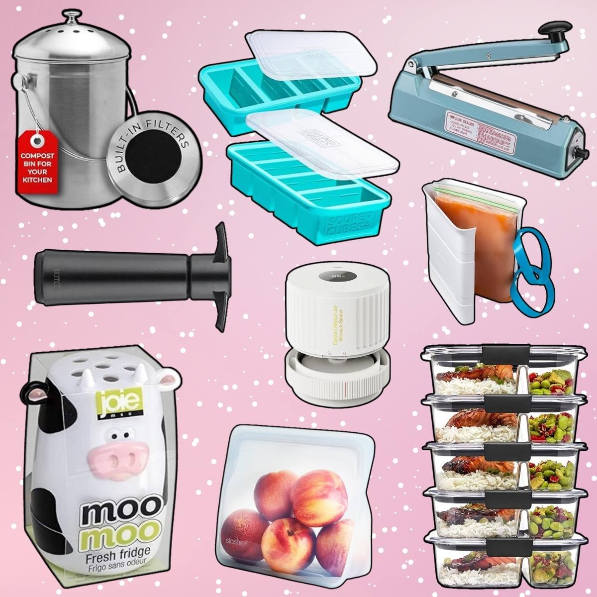  Joie Moo Moo Fresh Freezer & Fridge Deodorizer, Baking Soda  Holder Odor Eliminator, 1 Count: Home & Kitchen