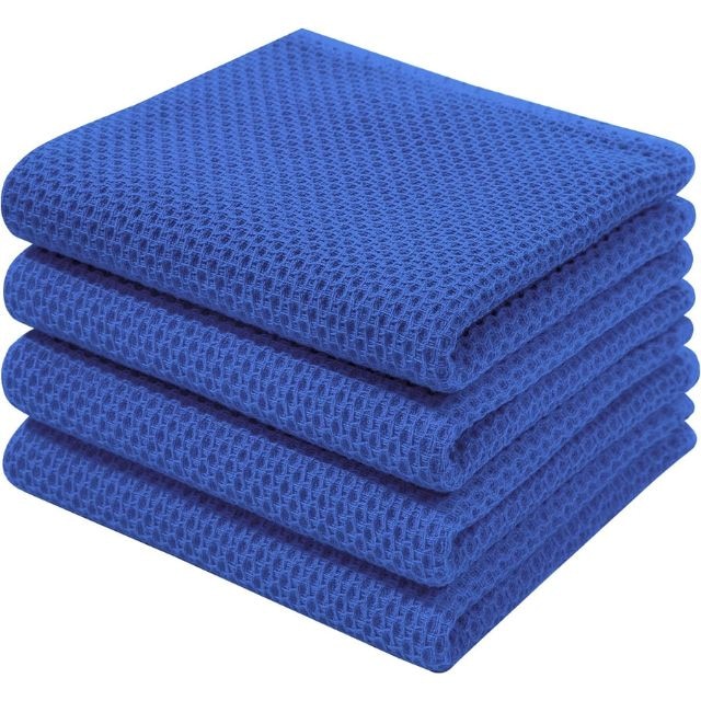 Homaxy 100% Cotton Kitchen Towel Waffle Weave Check Towel Absorbent  Dishcloth Super Soft Kitchen Cloths Household Scouring Pad