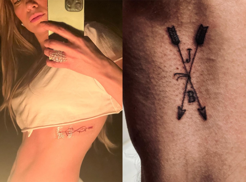 Clever Well Hidden Split Tattoo for Couples