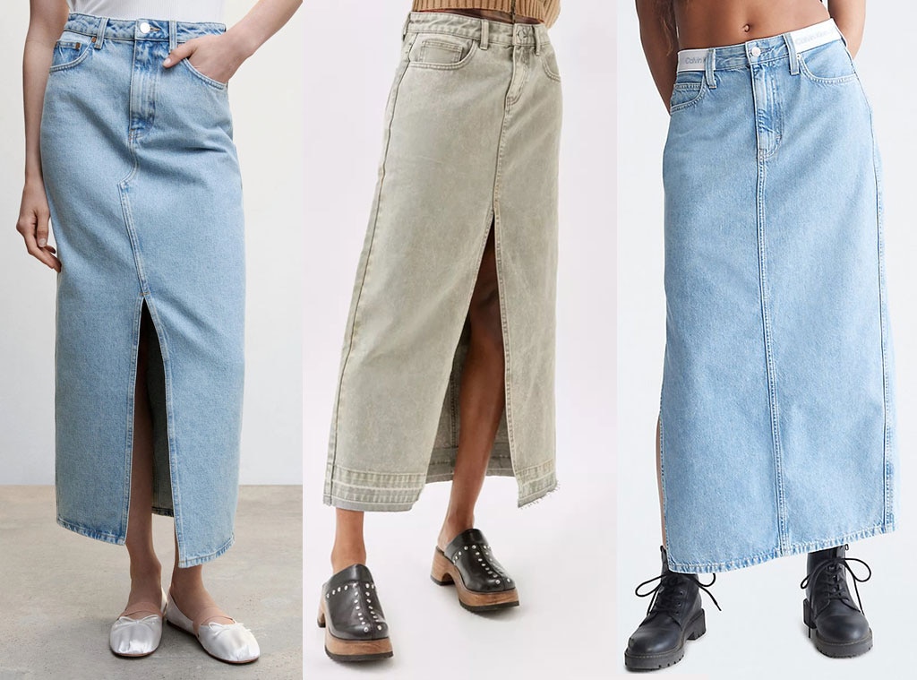 25 Denim Maxi Skirts Editors Are Really Coveting Right Now | Denim skirt  outfits, Winter skirt outfit, Denim skirt fashion