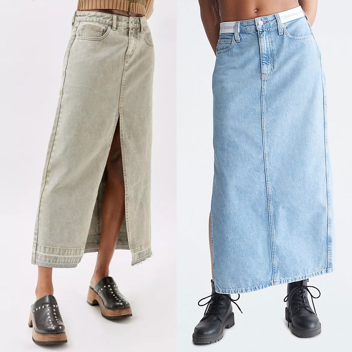 Cheap Women Fashion High Waist Denim Skirt Slit Long Jean Skirt | Joom