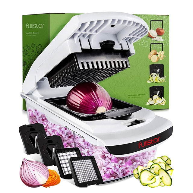 Cheer Collection Vegetable Chopper with Container - 10 in 1 Food Slicer Vegetable Cutter with 8 Blades