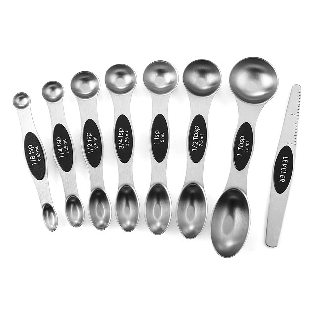 Zulay Kitchen Magnetic Measuring Spoons with Leveler - Silver