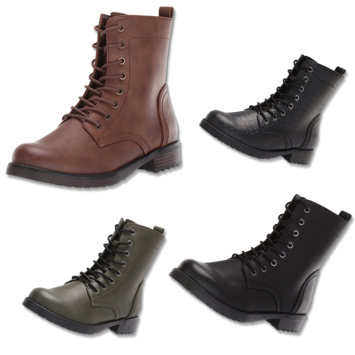 Black White Buffalo Plaid Women Leather Boots, Check Vegan Lace Up Sho –  Starcove Fashion
