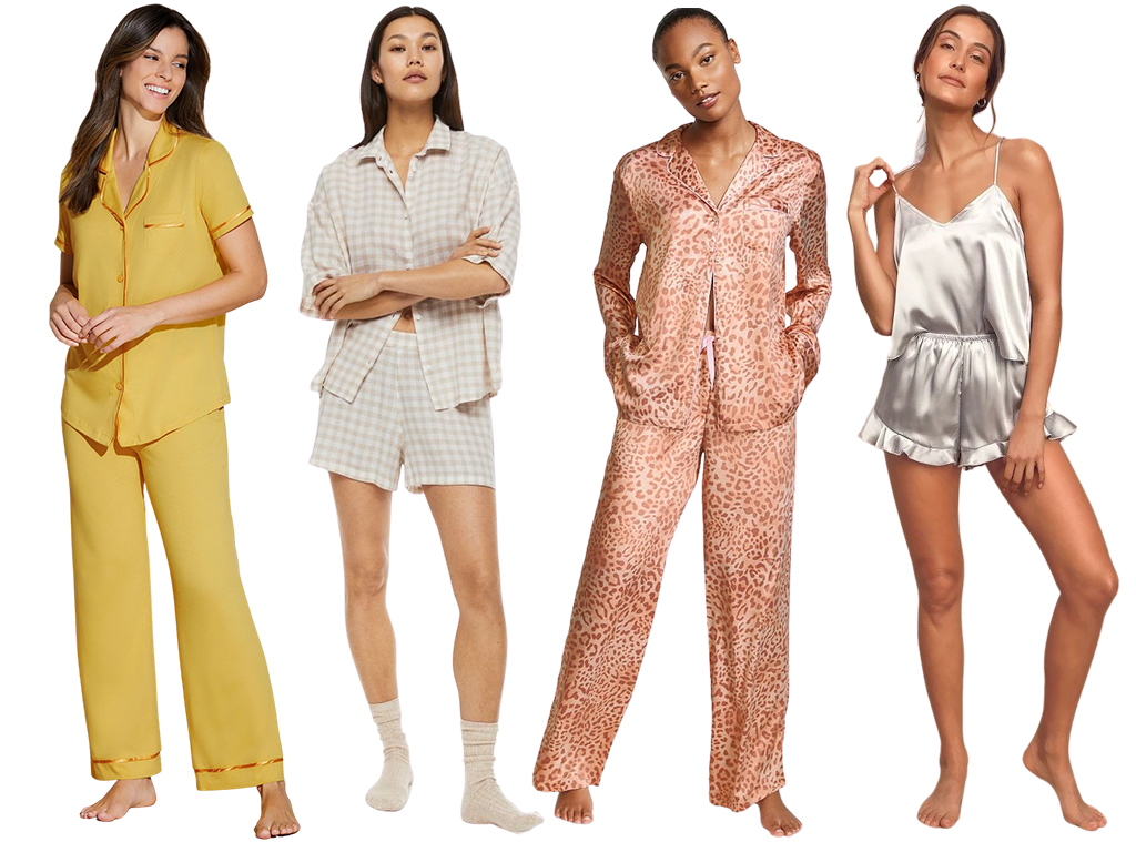 Essentials Women's Cotton Modal Piped Notch Collar Pajama