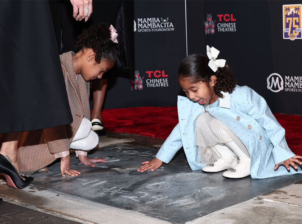 Kobe Bryant's Daughters Put Hands in Late Dad's Handprint: Photo