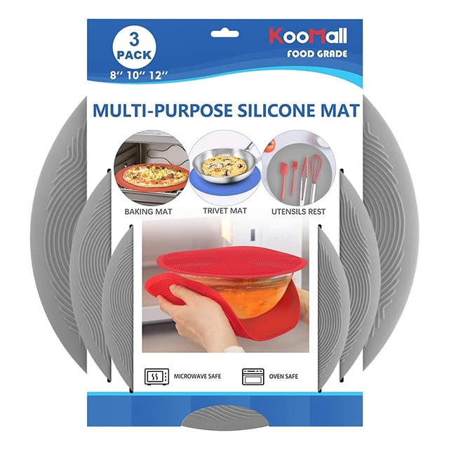 Tovolo 3pk Silicone Collapsible Microwave Food Cover Charcoal