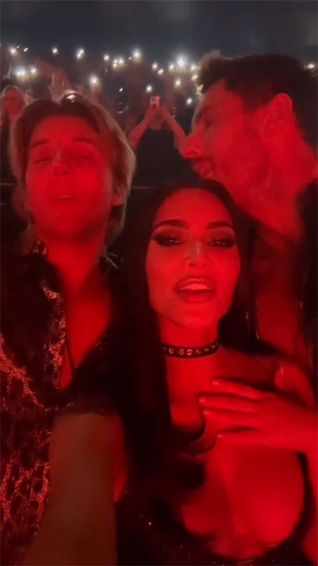 Kim Kardashian, Lukas Gage, Chris Appleton, Las Vegas, Usher, Concert, Instagram, GIF