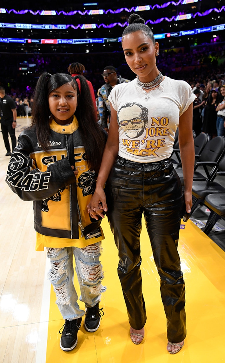 Kim Kardashian, North West, Lakers Game