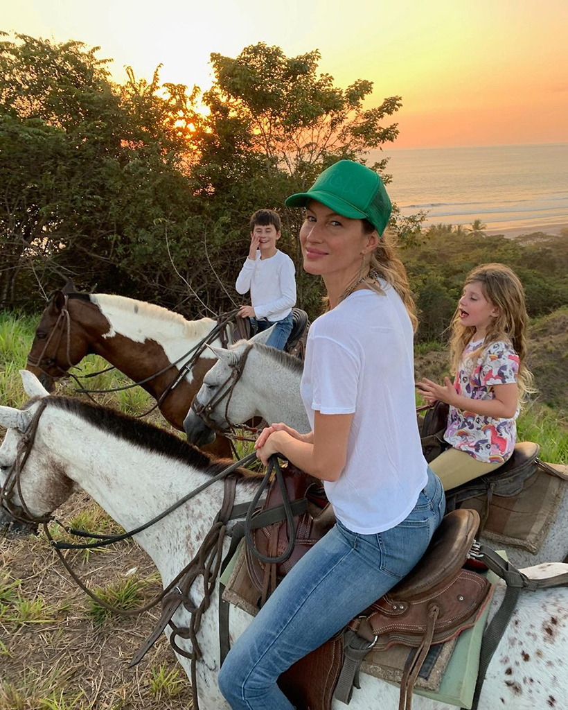 Gisele Bundchen is all smiles as she goes horseback riding with