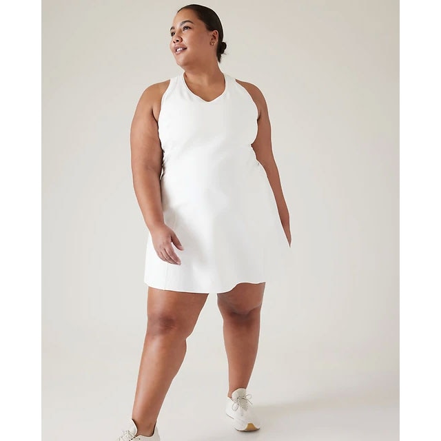 Halara Size Medium White Twist Back Active Dress, Shorts, Pockets