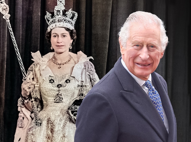 Queen Elizabeth II 1953 Coronation, King Charles III Coronation Portrait 2023