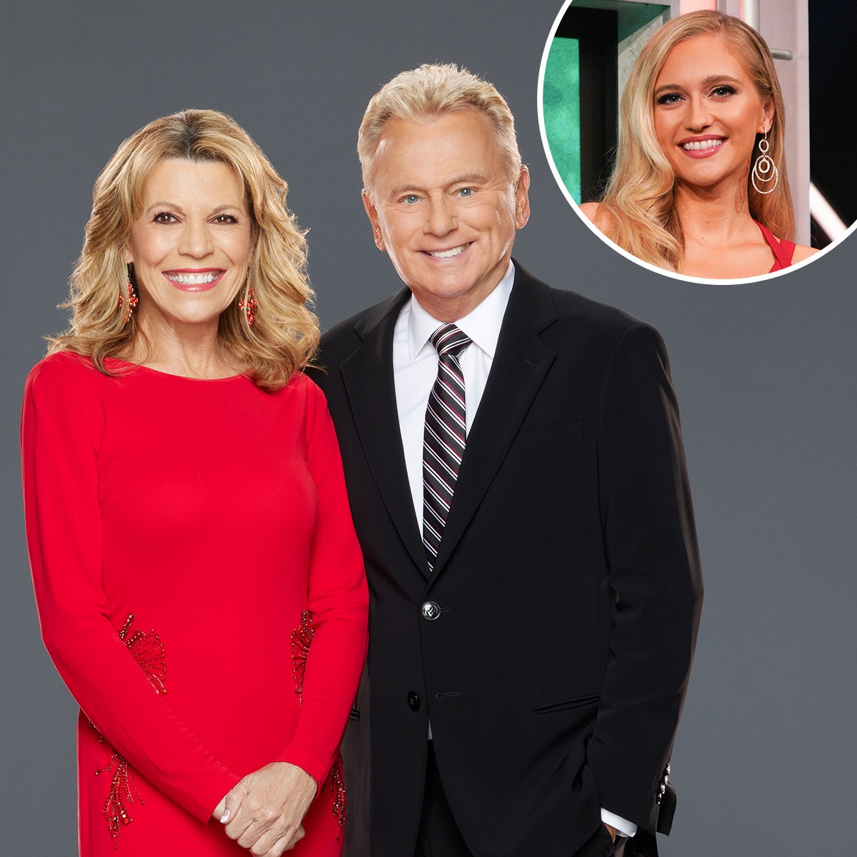 Vanna White, Pat Sajak, Maggie Sajak, inset