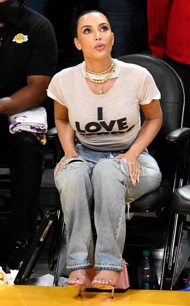 Kim Kardashian Makes a Graphic Tee and Mom Jeans Look Glam