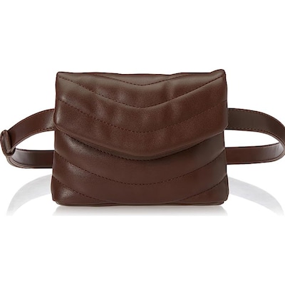 bemylv leather chain belt bag for women black crossbody