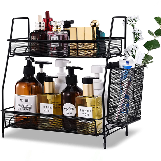 2-Tier Bathroom Countertop Organizer, Wire Basket Storage