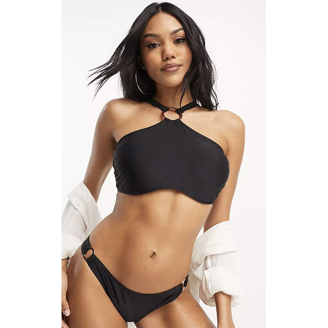 Ivory Rose Fuller Bust mix and match triangle bikini top in black