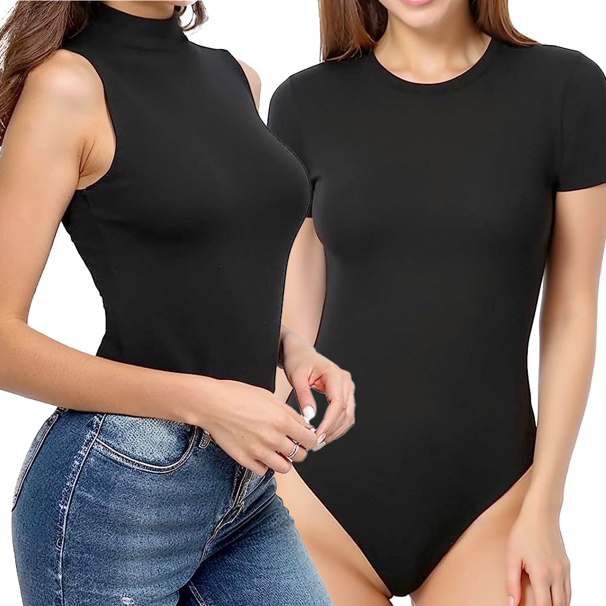 MANGOPOP Women's Size XL Bodysuit V- Neck /Folded Over Short Sleeve