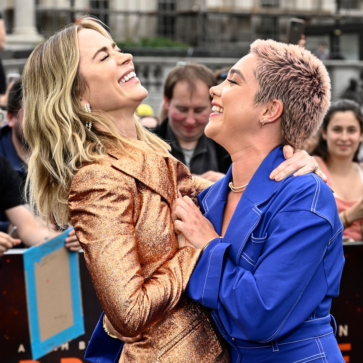 Florence Pugh Saves Emily Blunt From a Nip Slip on the Red Carpet