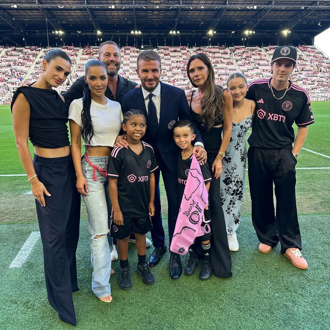 Kim Kardashian, Saint West, David Beckham, Victoria Beckham, Harper Beckham, Cruz Beckham, David Grutman, Instagram
