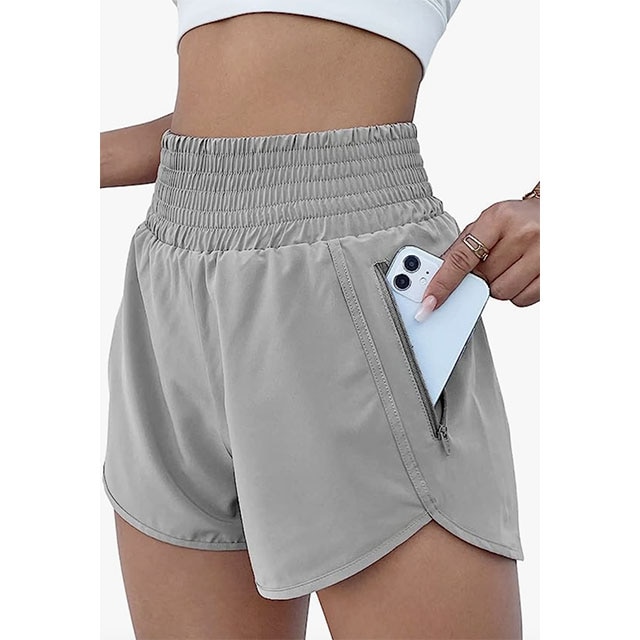 Sunzel Women High Waisted Running Shorts with Pockets Liner Workout  Athletic Shorts, Brown, Large : : Clothing, Shoes & Accessories