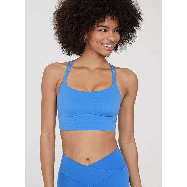 OFFLINE By Aerie Real Me Blue Houndstooth Cap Sleeve Sports Bra Blue Size  XL NWT