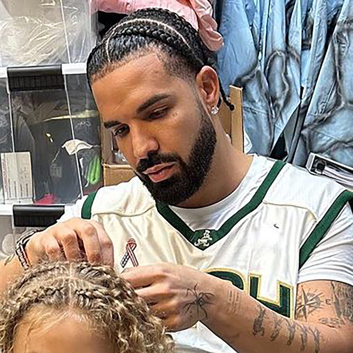 Drake Does His Son Adonis’ Hair in Sweet Family Photo