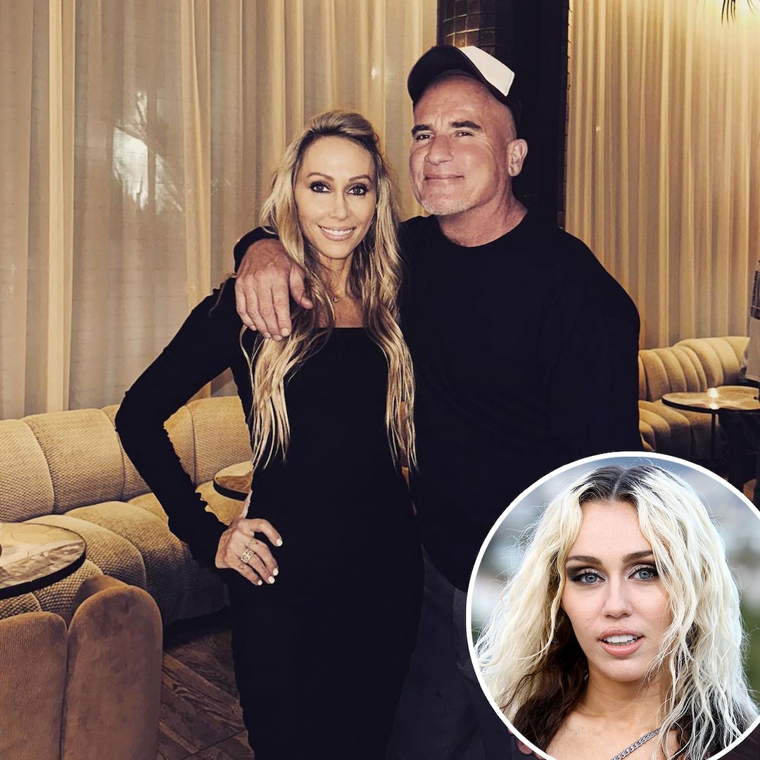 Miley Cyrus Mom Tish Cyrus Marries Dominic Purcell in Malibu Wedding E NEWS Miley Cyrus Mom Tish Cyrus Marries Dominic Purcell in Malibu Wedding E NEWS