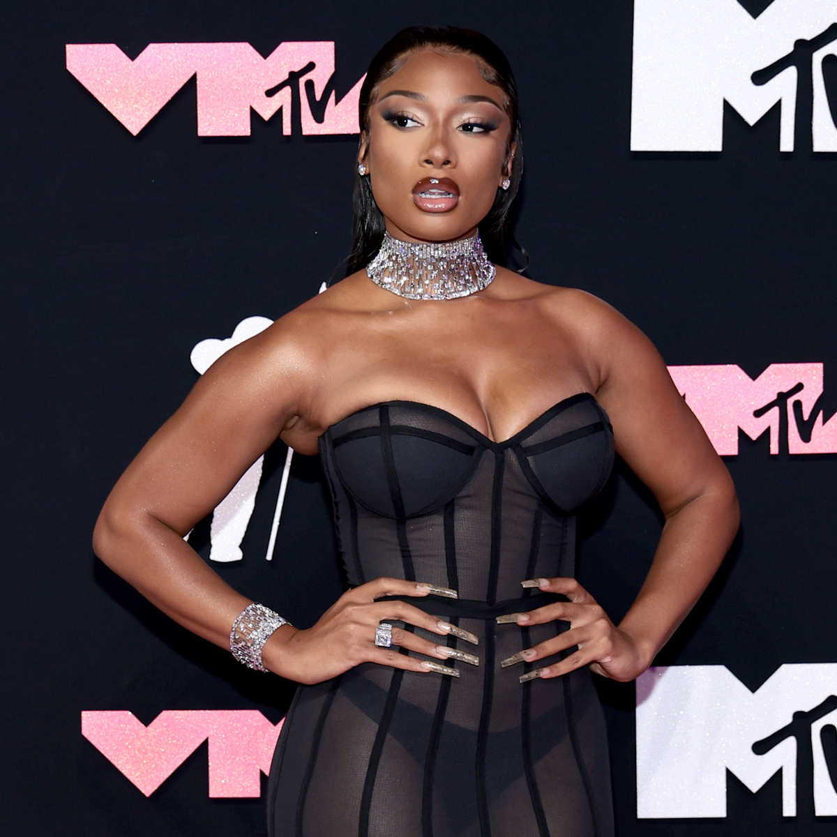 Megan Thee Stallion Wore a Completely Sheer Corset Gown to the 2023 MTV VMAs