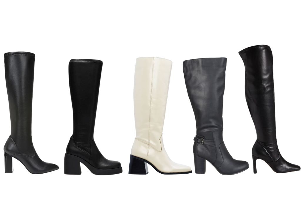 Black knee high wide cheap calf boots