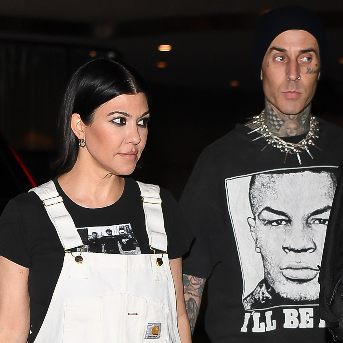 Pregnant Kourtney Kardashian & Travis Barker Enjoy a Rosy Date Night