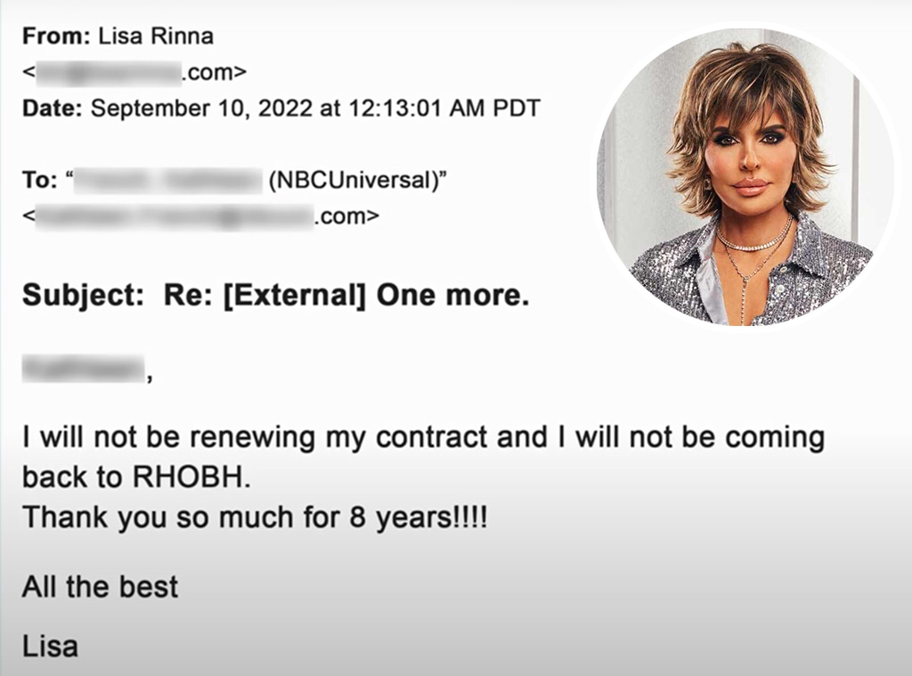 Lisa Rinna, The Real Housewives of Beverly Hills Resignation Letter