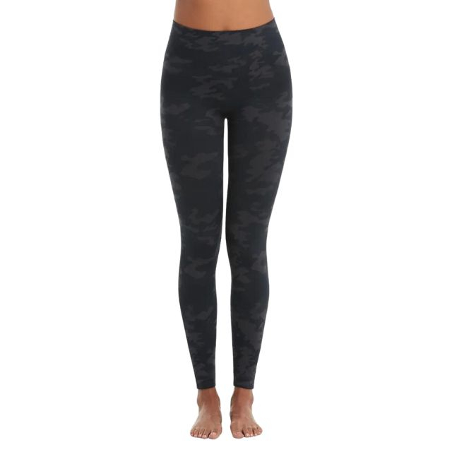 Spanx double layer shaping waistband biker legging with seam free center in  black