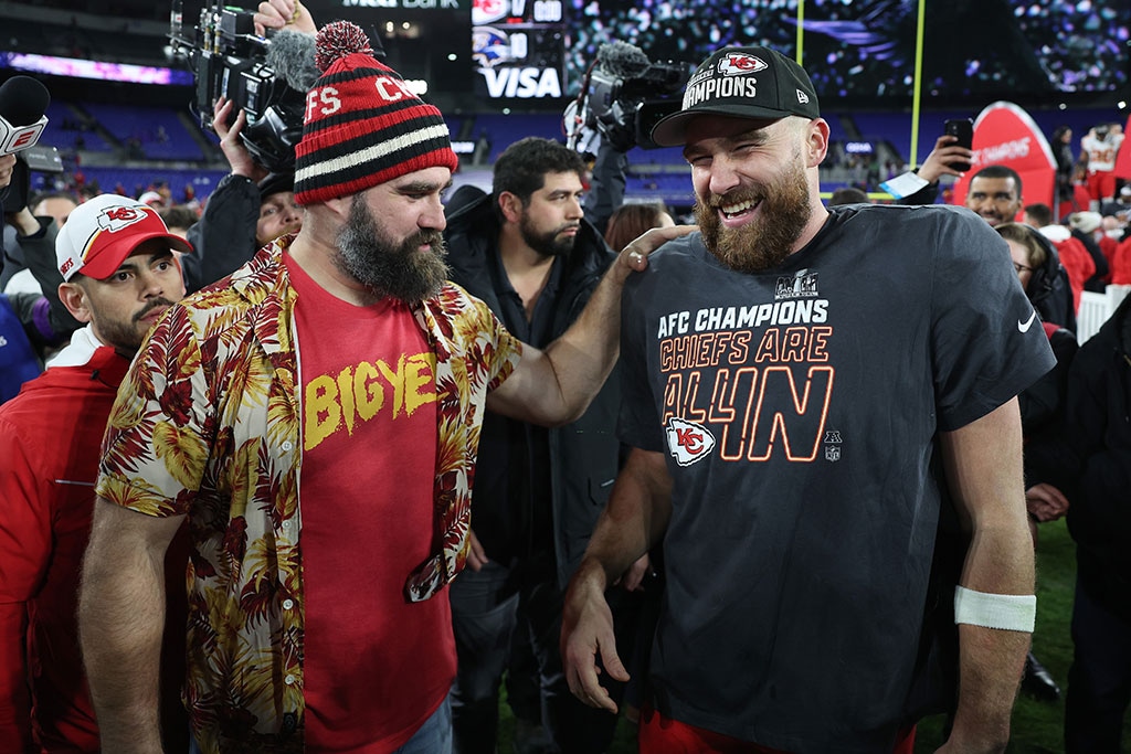 Jason Kelce, Travis Kelce, AFC Championship, 2024