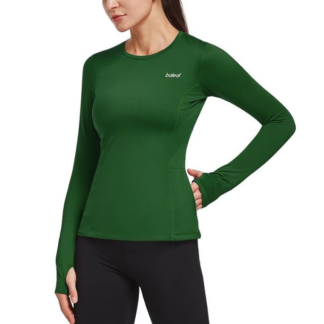 Baleaf BALEAF Women's Thermal Fleece Tops Long Sleeve Winter Running Gear  for Cold Weather with Thumbholes Zipper Pocket Navy Size XL