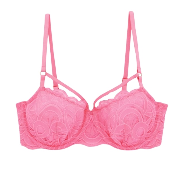 Victoria's Secret Multi-Way Hot Neon Pink Orange Lace Underwire