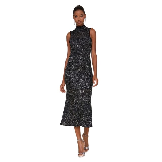 knee length dresses for ladies Sequin knit backless midi dress