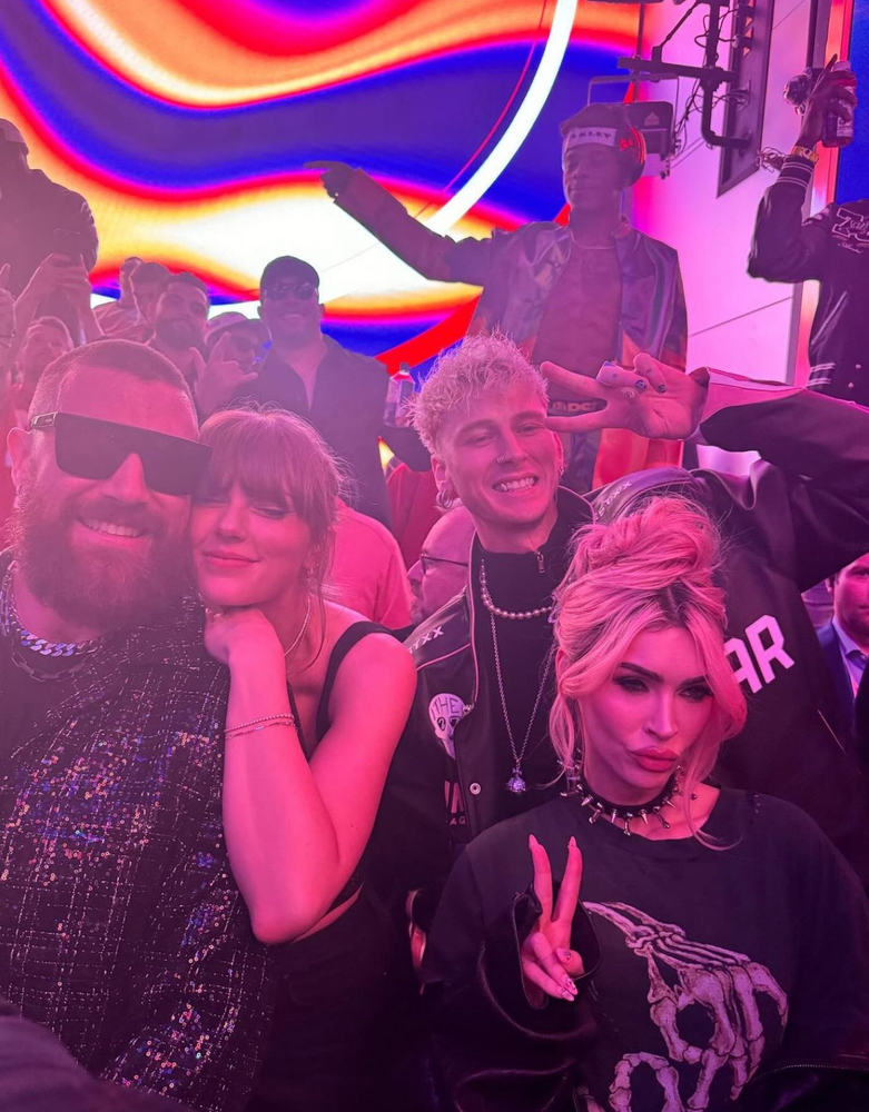 Taylor Swift, Travis Kelce, Megan Fox, Machine Gun Kelly, Super Bowl Party