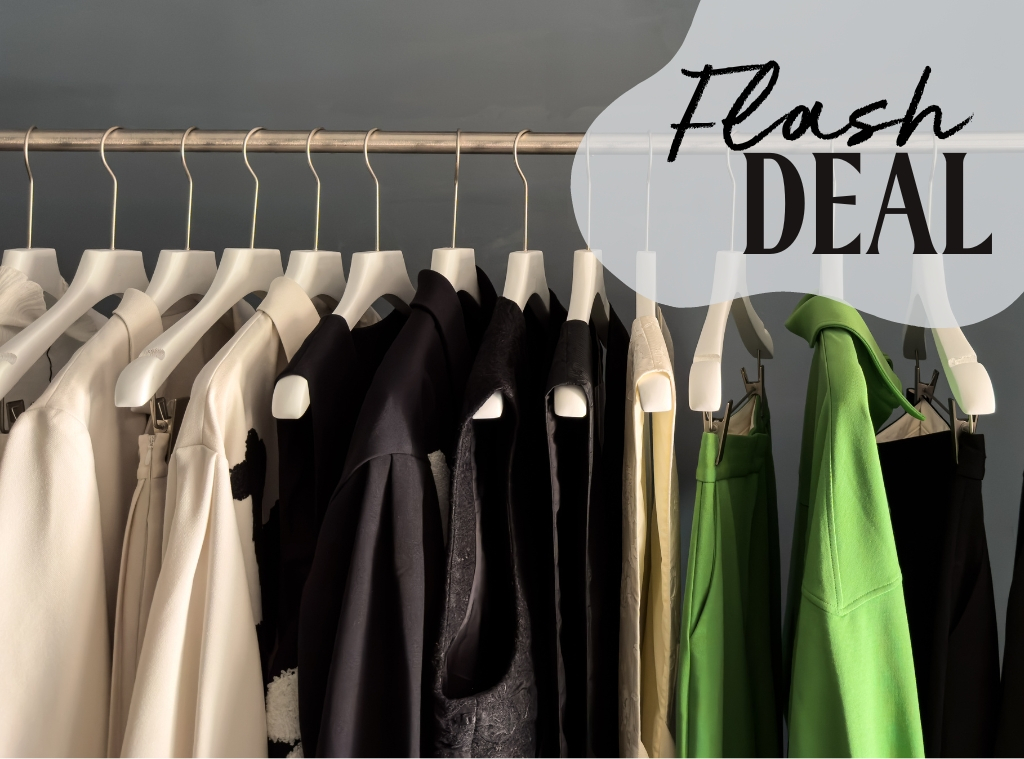 clearance sale clothes rack with a selection of fashion for women