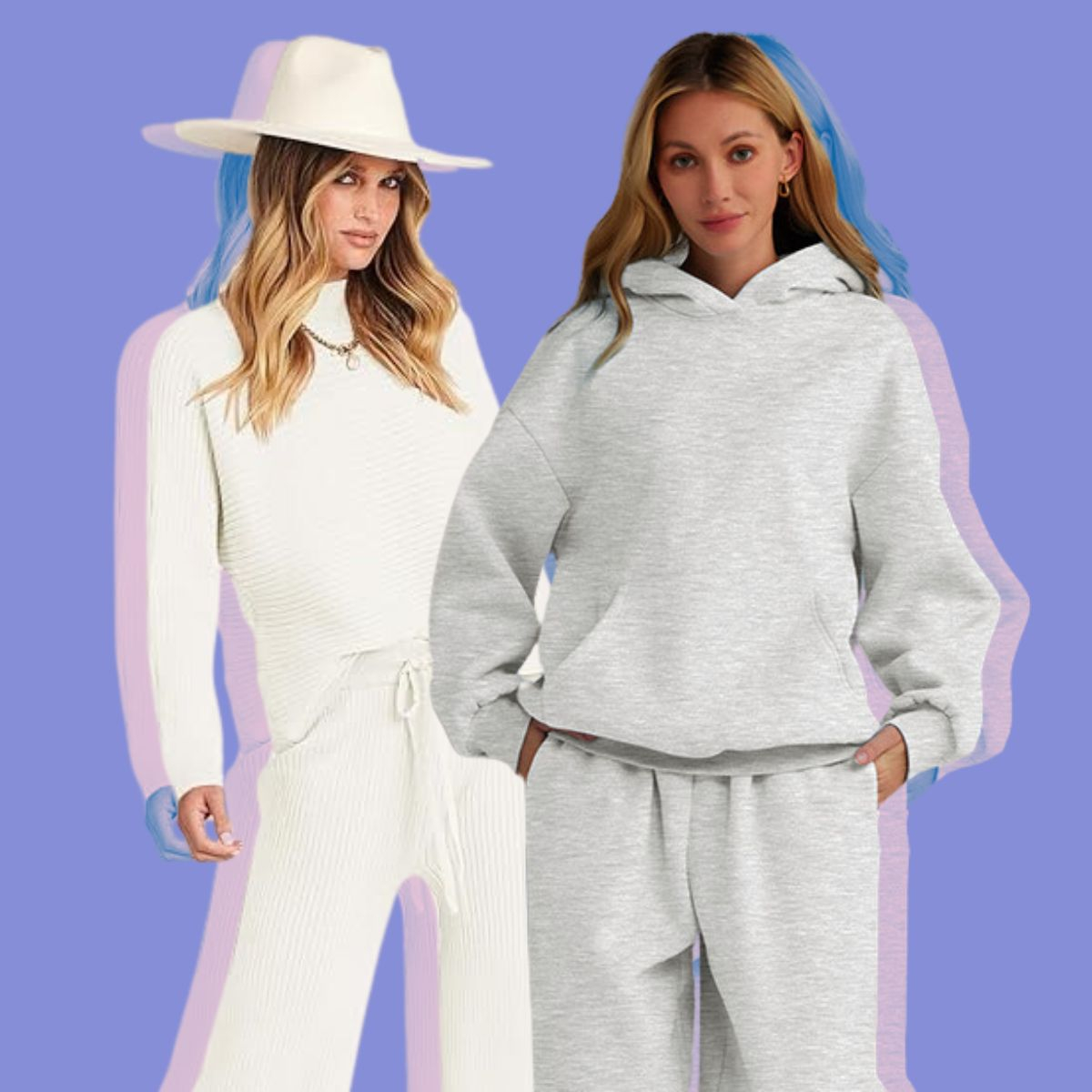 ETCYY NEW Womens Elegant Lounge Sets Knitted Sweatsuit Sets 2 Piece Outfits  with Sweater Tops and Wide Leg Sweatpants