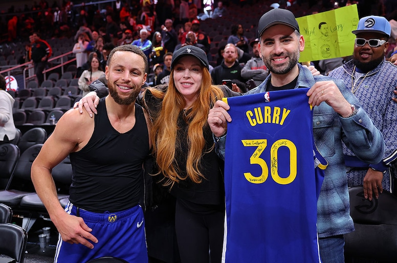 Stephen Curry, Lindsay Lohan, Bader Shammas, Golden State Warriors Game, 2024